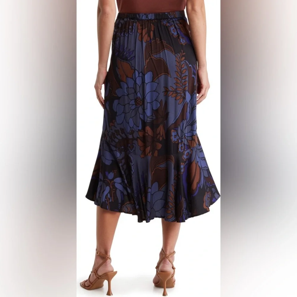 NWT T Tahari Floral High/Low Flounce Skirt Size M/M - Picture 2 of 5